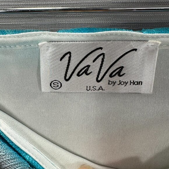 Va Va by Joy Han Skirt Women Small Open Knit Pencil Lined Side Zipper Blue Gray - Picture 6 of 7